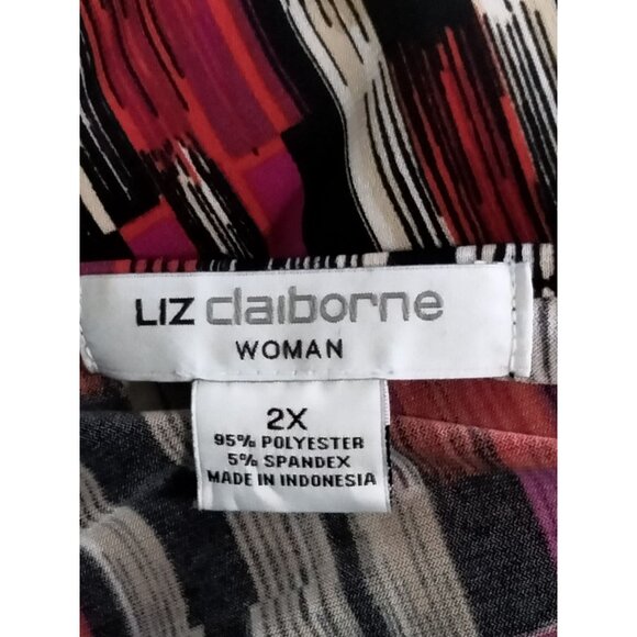 Liz Claiborne Woman Colorful Crossover V-Neck Short Sleeve Blouse Size 2X - Picture 6 of 6